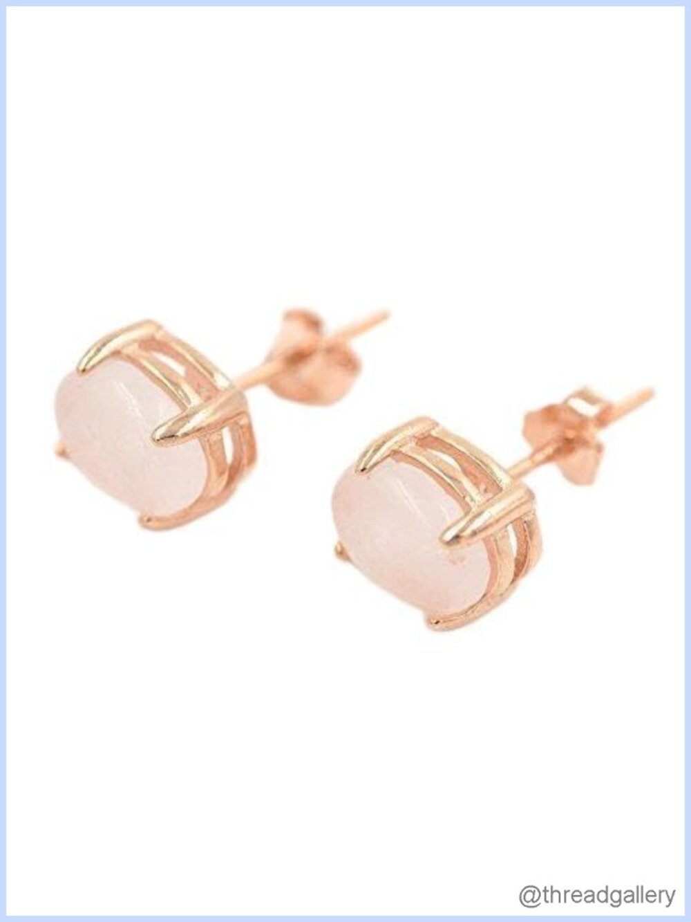 Quartz Cushion Cut Sterling Silver Stud Earrings 14K Rose Gold Plated